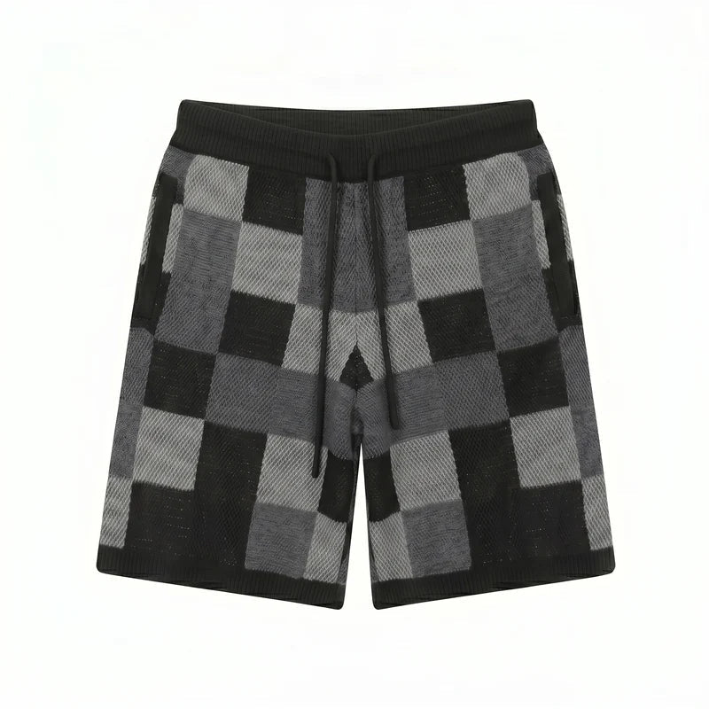 Crochet-knit checkered set - ValenciClothing