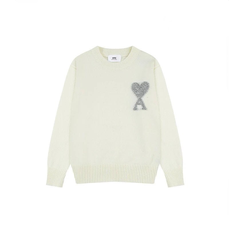 Heart Intarsia Wool Sweater - ValenciClothing
