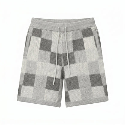 Crochet-knit checkered set - ValenciClothing