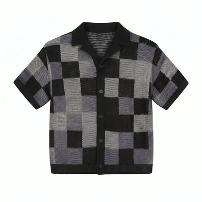 Crochet-knit checkered set - ValenciClothing